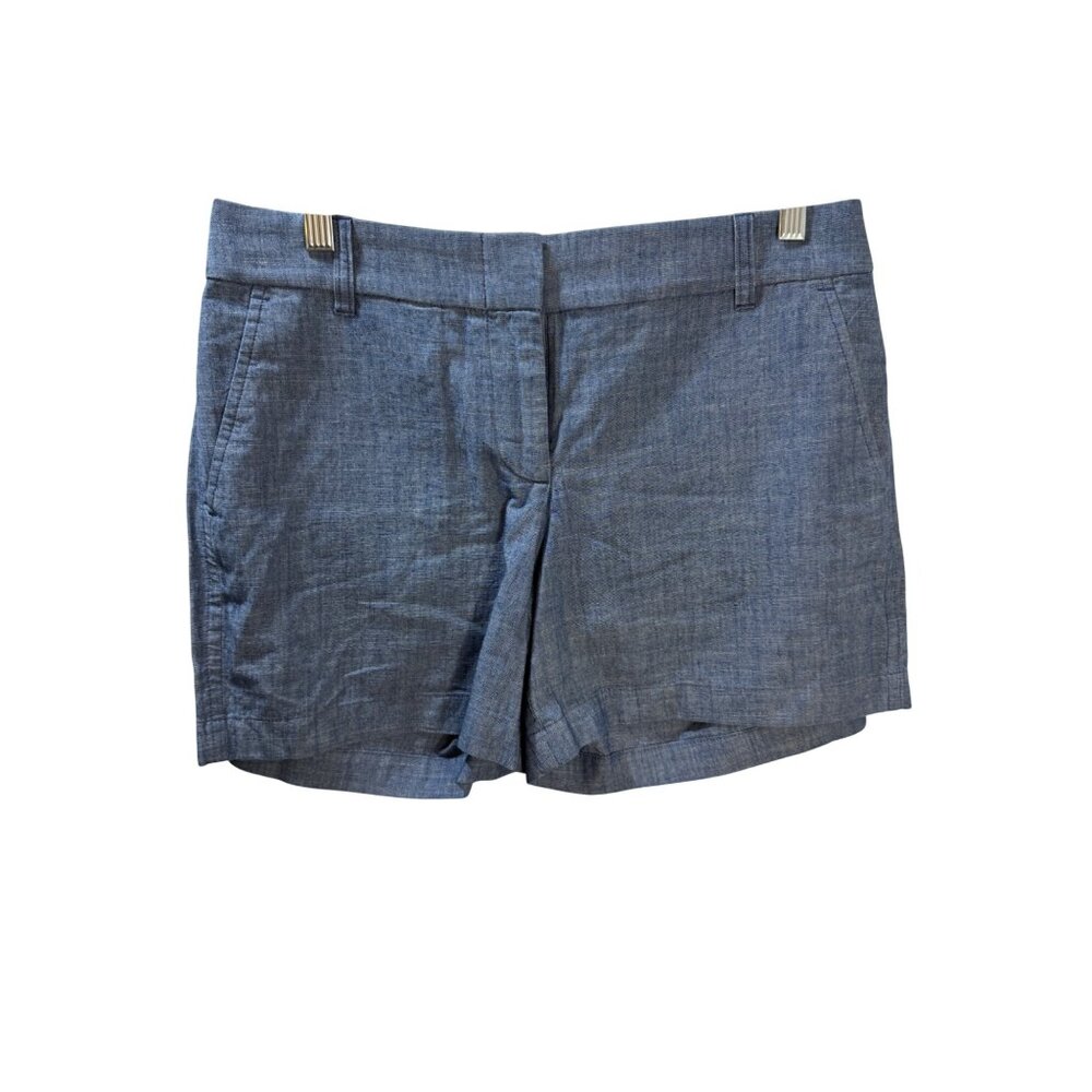 J.Crew Womens Blue Chambray Shorts‎ Size 10 With Pockets & Zip Closure